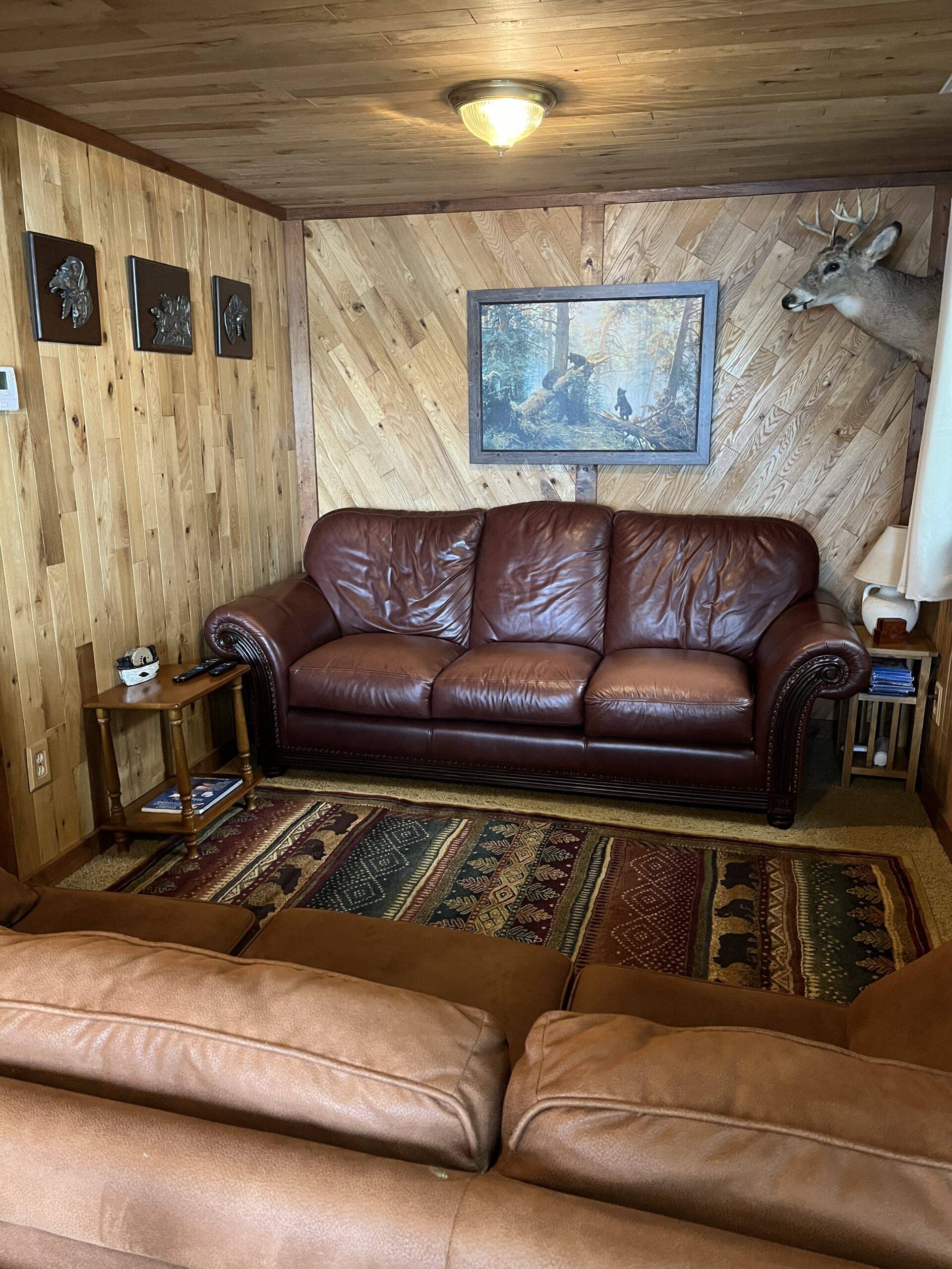 North woods Cabin Rental Living Room